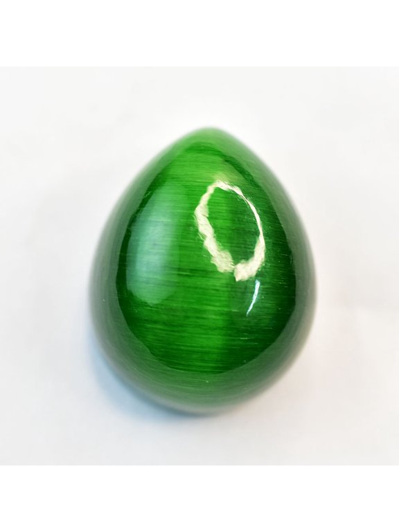 Gemsgrowth Natural Green Cat's Eye Loose Gemstone, 96 Carat, Cabochon, Certified, for Jewelry Making, Pendant, Ring, Necklace, Engagement