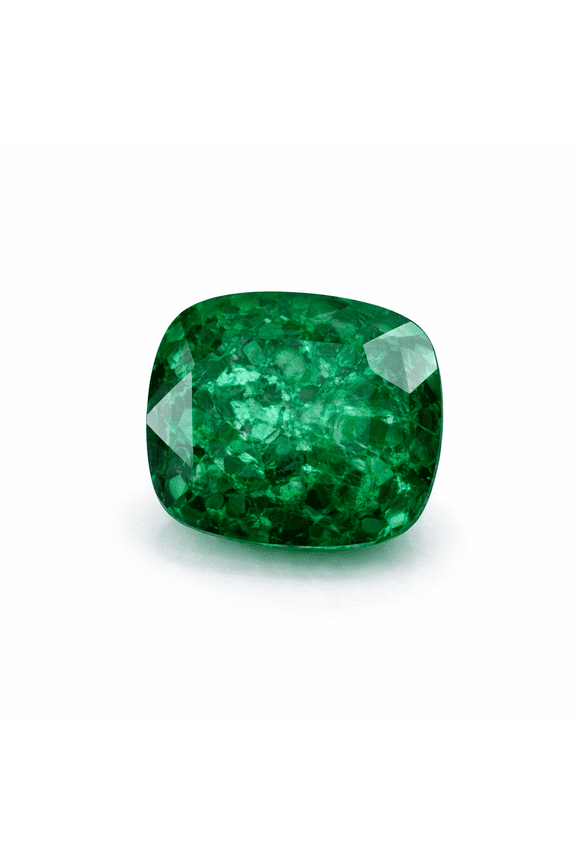 Gemsgrowth Natural Green Colombian Emerald Loose Gemstone, 10.56 Carat, Cushion Cut, for Jewelry Making, Pendant, Ring, Necklace, Engagement