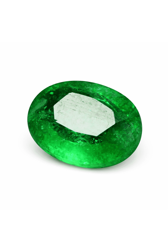 Gemsgrowth Natural Green Colombian Emerald Loose Gemstone, 10 Carat, Oval Cut, Certified, for Jewelry Making, Pendant, Ring, Necklace, Engagement