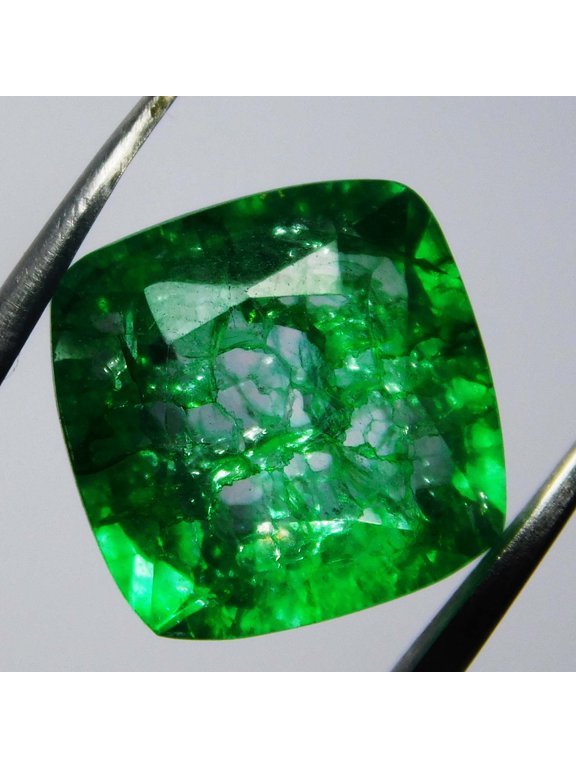 Gemsgrowth Natural Green Colombian Emerald Loose Gemstone, 7 Carat, Square Cushion, Certified, for Jewelry Making, Pendant, Ring, Necklace, Engagement