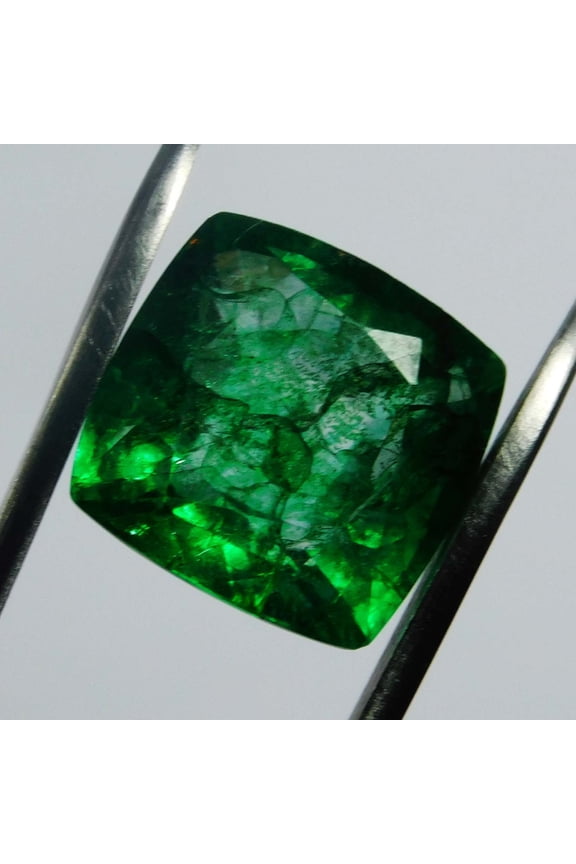 Gemsgrowth Natural Green Colombian Emerald Loose Gemstone, 9 Carat, Square Cushion, Certified, for Jewelry Making, Pendant, Ring, Necklace, Engagement