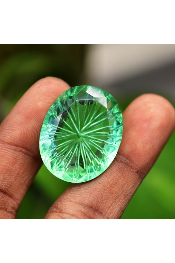 Gemsgrowth Natural Green Topaz Loose Gemstone, 44 Carat, Oval Cut, Certified, for Jewelry Making, Pendant, Ring, Necklace, Engagement