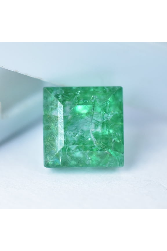 Gemsgrowth Natural Green Zambian Emerald Loose Gemstone, Square Cut, 8x8mm, Certified, for Jewelry Making, Pendant, Ring, Necklace, Engagement