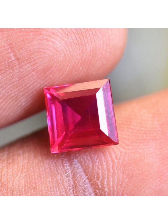 Gemsgrowth Natural Hot Pink Ruby Loose Gemstone, 2 Carat, Square Cut, Certified, for Jewelry Making, Pendant, Ring, Necklace, Engagement