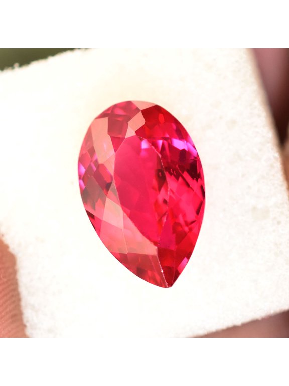 Gemsgrowth Natural Hot Pink Ruby Loose Gemstone, 9 Carat, Pear Cut, Certified, for Jewelry Making, Pendant, Ring, Necklace, Engagement