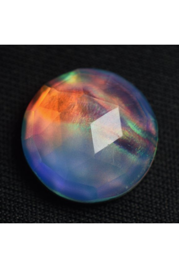 Gemsgrowth Natural Multi Color Opal Loose Gemstone, 10 Carat, Round Cut, Certified, for Jewelry Making, Pendant, Ring, Necklace, Engagement