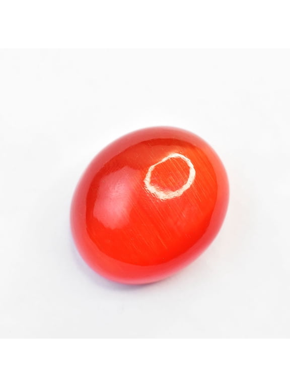 Gemsgrowth Natural Orange Cat's Eye Loose Gemstone, 94 Carat, Cabochon, Certified, for Jewelry Making, Pendant, Ring, Necklace, Engagement