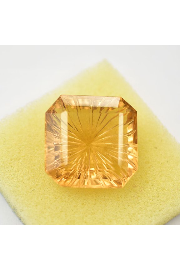 Gemsgrowth Natural Peach Topaz Loose Gemstone, 52 Carat, Square Cut, Certified, for Jewelry Making, Pendant, Ring, Necklace, Engagement