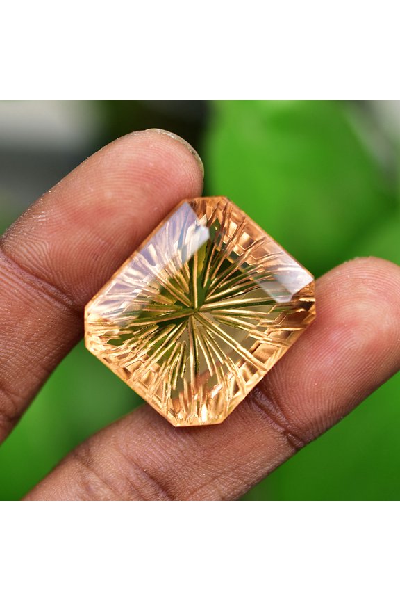 Gemsgrowth Natural Peach Topaz Loose Gemstone, 58 Carat, Emerald Cut, Certified, for Jewelry Making, Pendant, Ring, Necklace, Engagement