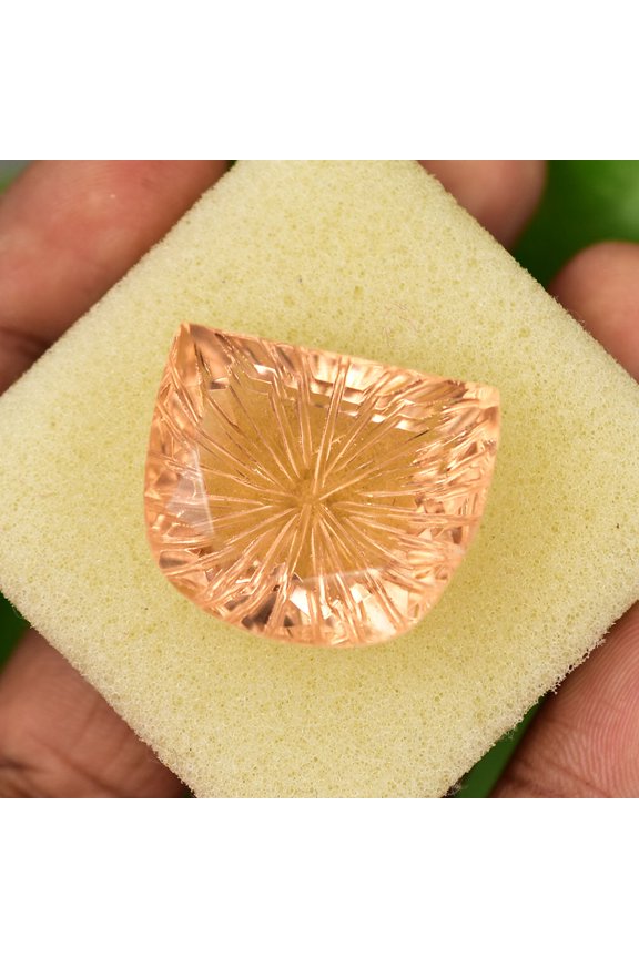 Gemsgrowth Natural Peach Topaz Loose Gemstone, Fancy Shape, 25x22mm, Certified, for Jewelry Making, Pendant, Ring, Necklace, Engagement