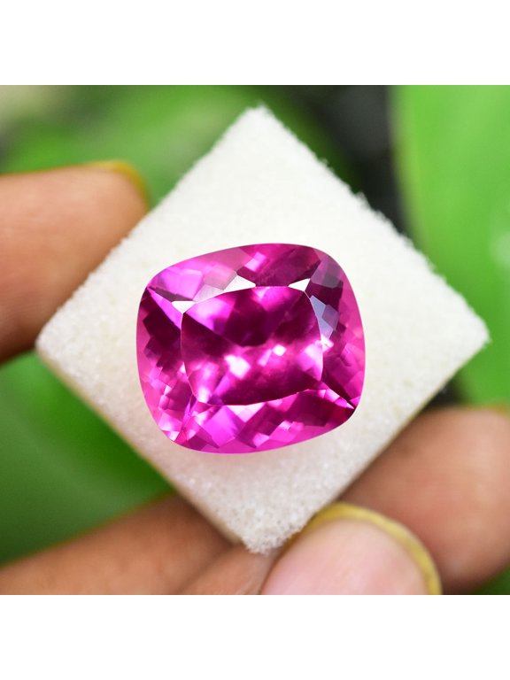 Gemsgrowth Natural Pink Burmese Ruby Loose Gemstone, 23.8 Carat, Cushion Cut, Certified, for Jewelry Making, Pendant, Ring, Necklace, Engagement
