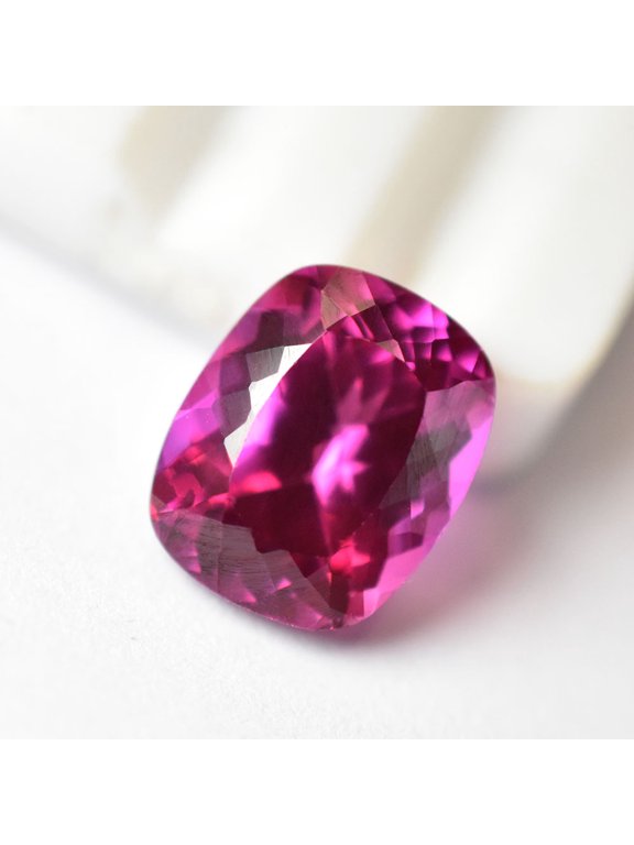 Gemsgrowth Natural Pink Burmese Ruby Loose Gemstone, 7.6 Carat, Cushion Cut, Certified, for Jewelry Making, Pendant, Ring, Necklace, Engagement