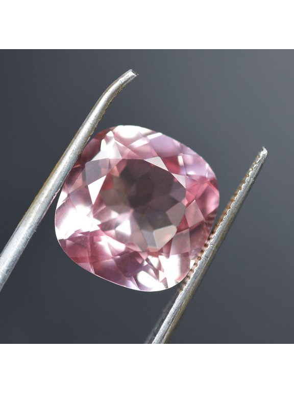 Gemsgrowth Natural Pink Sapphire Loose Gemstone, Square Cushion, 12x12mm, Certified, for Jewelry Making, Pendant, Ring, Necklace, Engagement