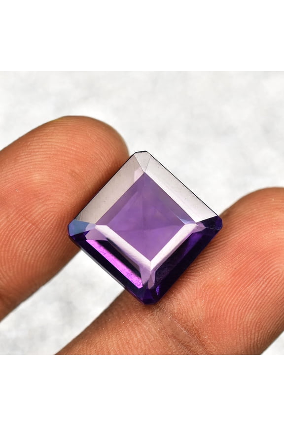 Gemsgrowth Natural Purple Tanzanite Loose Gemstone, 13.1 Carat, Square Cut, Certified, for Jewelry Making, Pendant, Ring, Necklace, Engagement