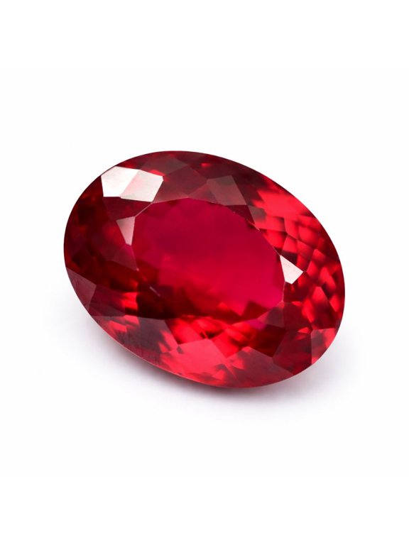 Gemsgrowth Natural Red Burmese Ruby Loose Gemstone, 12 Carat, Oval Cut, Certified, for Jewelry Making, Pendant, Ring, Necklace, Engagement