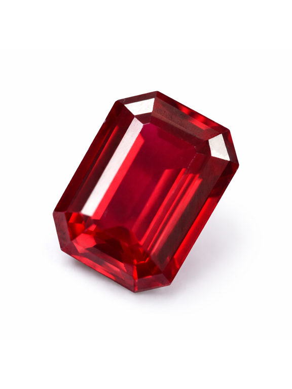 Gemsgrowth Natural Red Burmese Ruby Loose Gemstone, 15 Carat, Emerald Cut, Certified, for Jewelry Making, Pendant, Ring, Necklace, Engagement