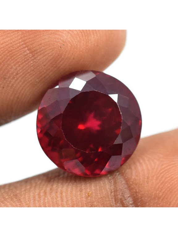 Gemsgrowth Natural Red Burmese Ruby Loose Gemstone, 17.45 Carat, Round Cut, for Jewelry Making, Pendant, Ring, Necklace, Engagement