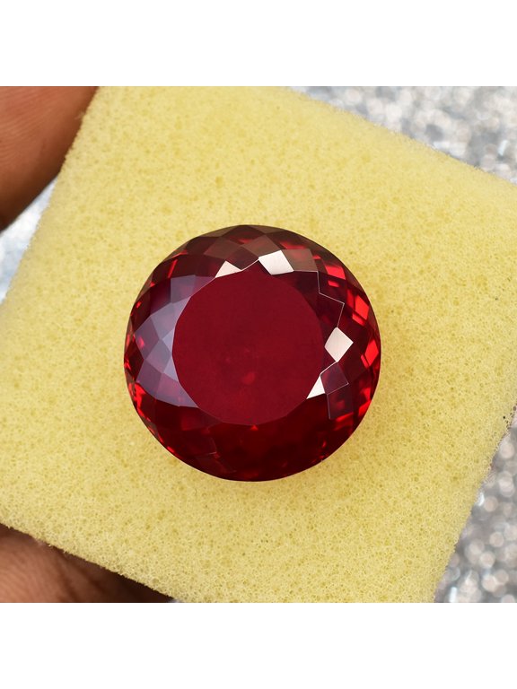 Gemsgrowth Natural Red Mozambique Ruby Loose Gemstone, 51.5 Carat, Round Cut, Certified, for Jewelry Making, Pendant, Ring, Necklace, Engagement