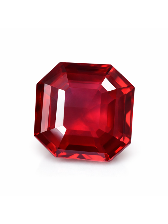 Gemsgrowth Natural Red Mozambique Ruby Loose Gemstone, Square Cut, 13x13mm, Certified, for Jewelry Making, Pendant, Ring, Necklace, Engagement