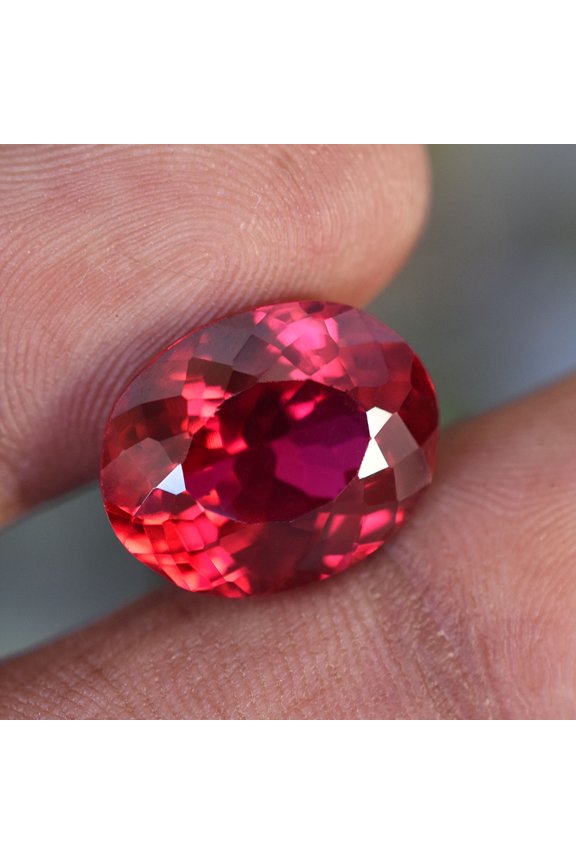Gemsgrowth Natural Red Ruby Loose Gemstone, 11 Carat, Oval Cut, Certified, for Jewelry Making, Pendant, Ring, Necklace, Engagement