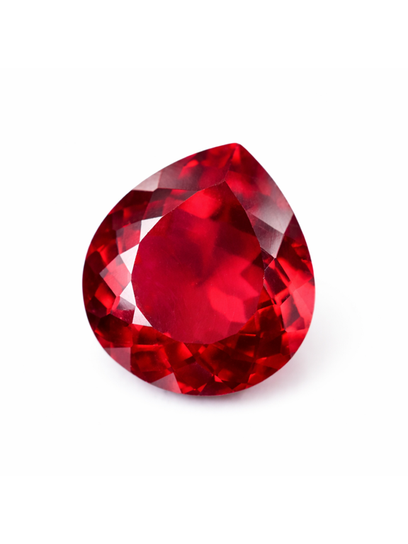 Gemsgrowth Natural Red Ruby Loose Gemstone, 12 Carat, Pear Cut, Certified, for Jewelry Making, Pendant, Ring, Necklace, Engagement