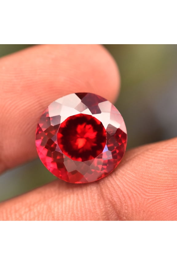 Gemsgrowth Natural Red Ruby Loose Gemstone, 12 Carat, Round Cut, Certified, for Jewelry Making, Pendant, Ring, Necklace, Engagement