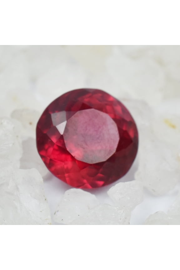 Gemsgrowth Natural Red Ruby Loose Gemstone, 13.56 Carat, Round Cut, Certified, for Jewelry Making, Pendant, Ring, Necklace, Engagement