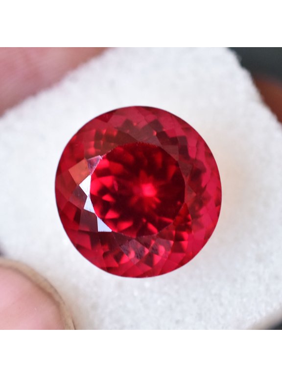 Gemsgrowth Natural Red Ruby Loose Gemstone, 13 Carat, Round Cut, Certified, for Jewelry Making, Pendant, Ring, Necklace, Engagement
