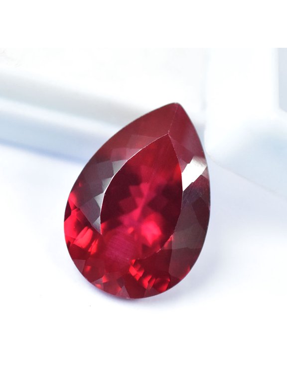 Gemsgrowth Natural Red Ruby Loose Gemstone, 17 Carat, Pear Cut, Certified, for Jewelry Making, Pendant, Ring, Necklace, Engagement