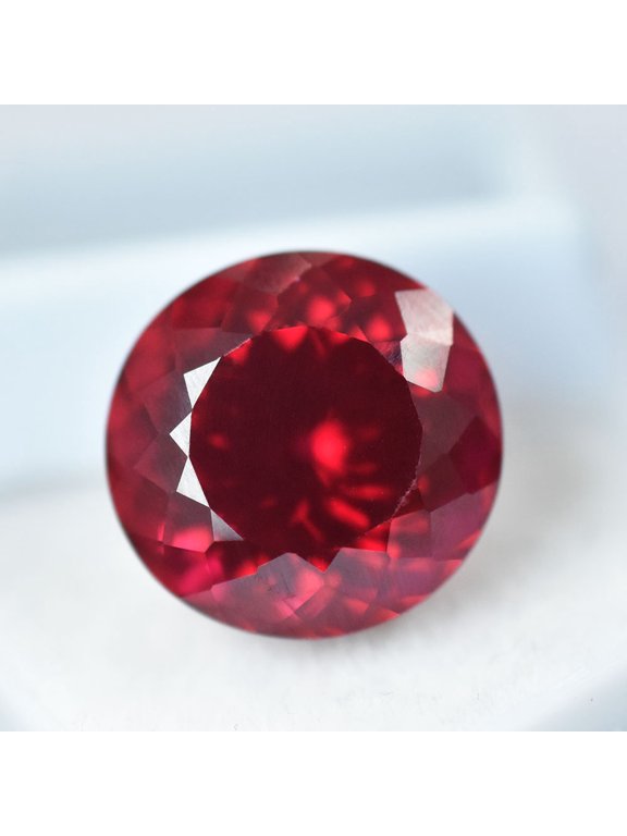 Gemsgrowth Natural Red Ruby Loose Gemstone, 17 Carat, Round Cut, Certified, for Jewelry Making, Pendant, Ring, Necklace, Engagement