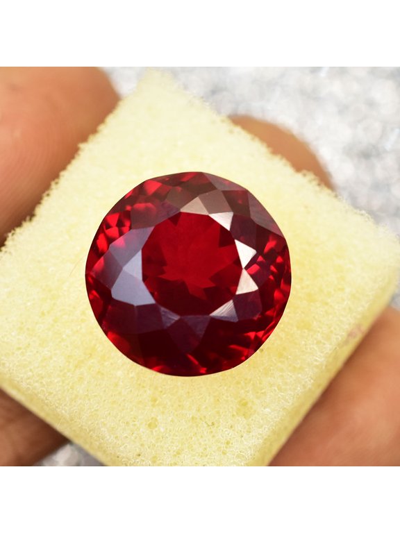 Gemsgrowth Natural Red Ruby Loose Gemstone, 18.1 Carat, Round Cut, Flawless, Certified, for Jewelry Making, Pendant, Ring, Necklace, Engagement