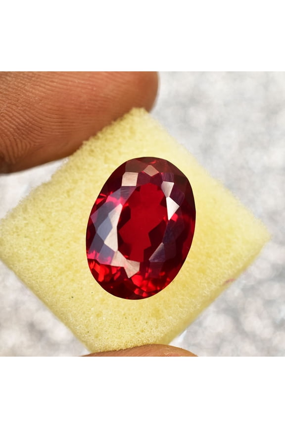 Gemsgrowth Natural Red Ruby Loose Gemstone, 19.95 Carat, Oval Cut, Certified, for Jewelry Making, Pendant, Ring, Necklace, Engagement
