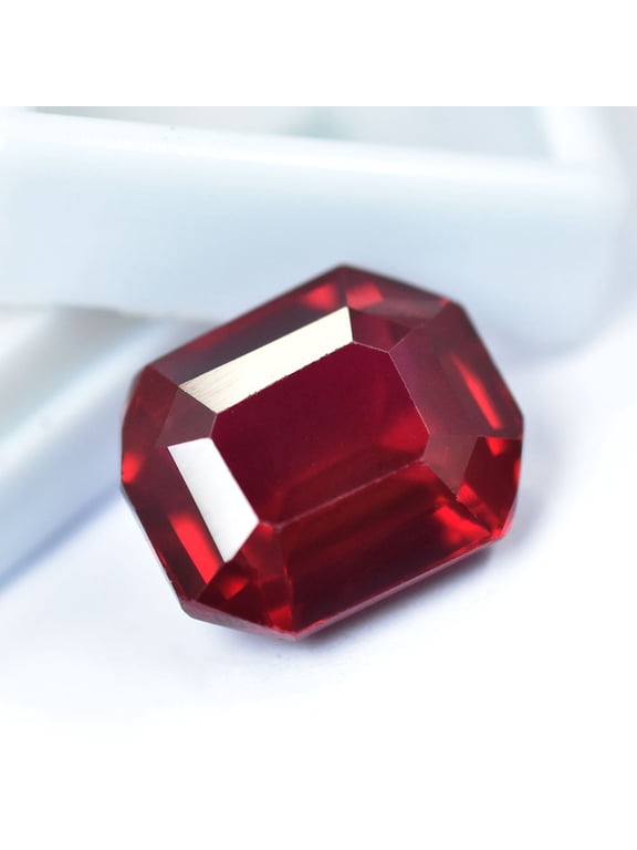 Gemsgrowth Natural Red Ruby Loose Gemstone, 21 Carat, Emerald Cut, Certified, for Jewelry Making, Pendant, Ring, Necklace, Engagement