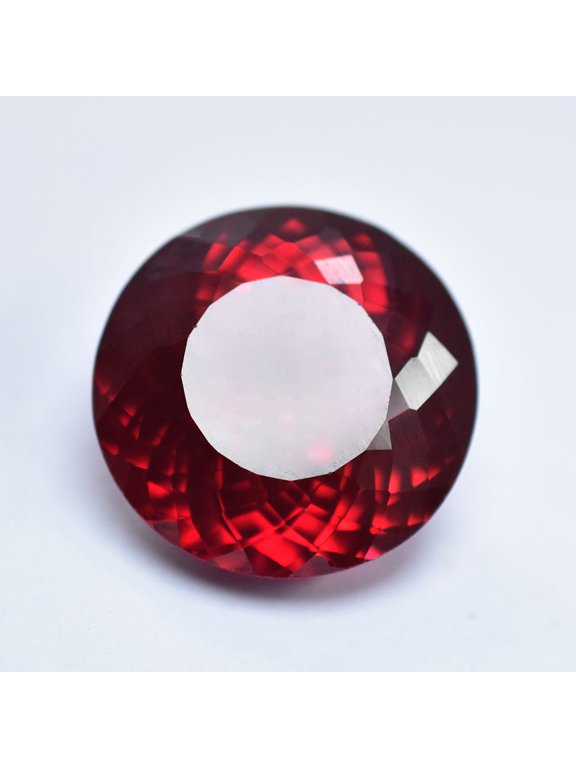 Gemsgrowth Natural Red Ruby Loose Gemstone, 23.5 Carat, Round Cut, Certified, for Jewelry Making, Pendant, Ring, Necklace, Engagement