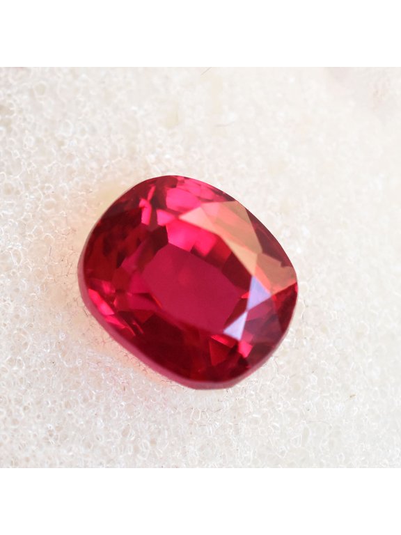 Gemsgrowth Natural Red Ruby Loose Gemstone, 4.4 Carat, Cushion Cut, Certified, for Jewelry Making, Pendant, Ring, Necklace, Engagement