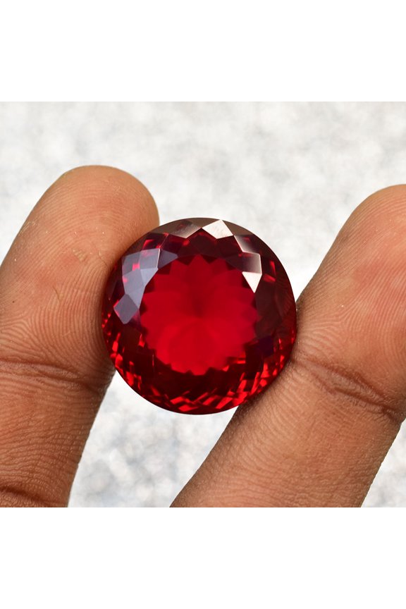 Gemsgrowth Natural Red Ruby Loose Gemstone, 50.65 Carat, Round Cut, Certified, for Jewelry Making, Pendant, Ring, Necklace, Engagement