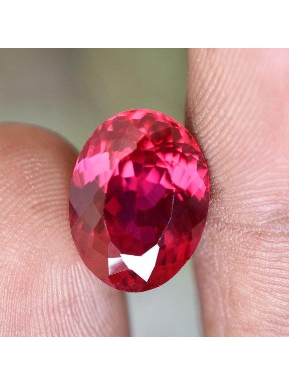 Gemsgrowth Natural Red Ruby Loose Gemstone, Oval Cut, 13x10mm, Certified, for Jewelry Making, Pendant, Ring, Necklace, Engagement