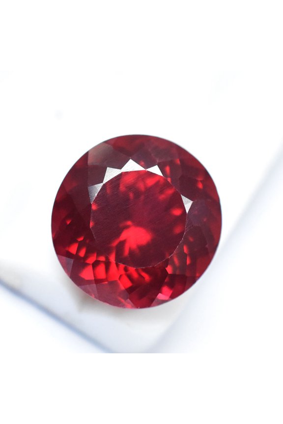 Gemsgrowth Natural Red Ruby Loose Gemstone, Round Cut, 14x14mm, Certified, for Jewelry Making, Pendant, Ring, Necklace, Engagement