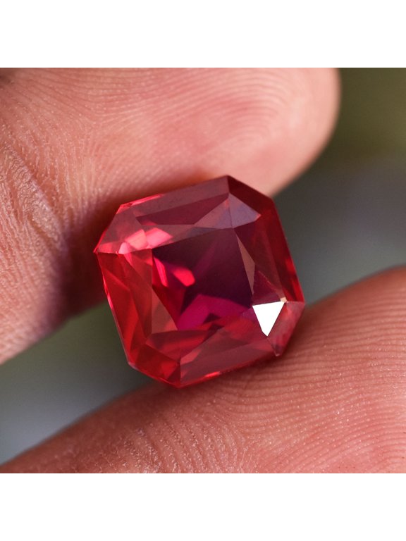 Gemsgrowth Natural Red Ruby Loose Gemstone, Square Cut, 11x11mm, Flawless, Certified, for Jewelry Making, Pendant, Ring, Necklace, Engagement