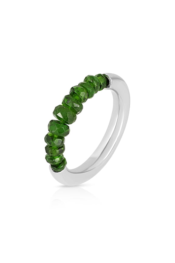 Chrome Diopside Beaded Band Ring in 925 Silver White Rhodium (8)
