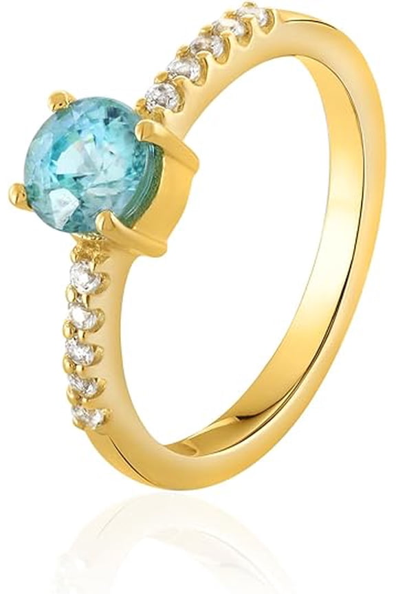 Sky Blue Topaz & White Topaz Solitaire Ring in 925 Sterling Silver with Yellow Gold Plating  Elegant Marquise Cut (7)