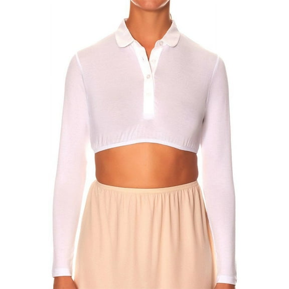 Gemsli Long Sleeve Crop Shell Top with Round Collar SH323
