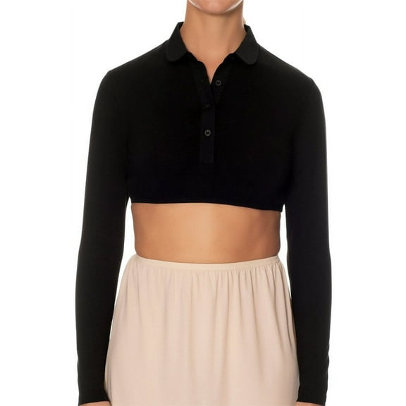 Gemsli Long Sleeve Crop Shell Top with Round Collar SH323