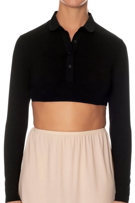 Long Sleeve Crop Shell Top with Round Collar SH323