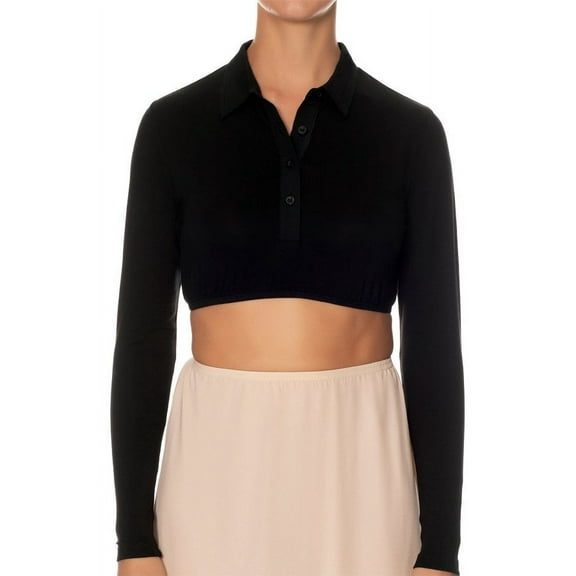 Gemsli Long Sleeve Crop Top with Pointy Collar SH320