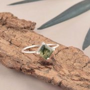 Gemslogy Natural Moss Agate Crystals Rings, Cabochon Gemstone, Adjustable Ring Energy Healing Crystals, Birthday, Gift for Her, Gemstone Jewelry for Women AAA+ Quality