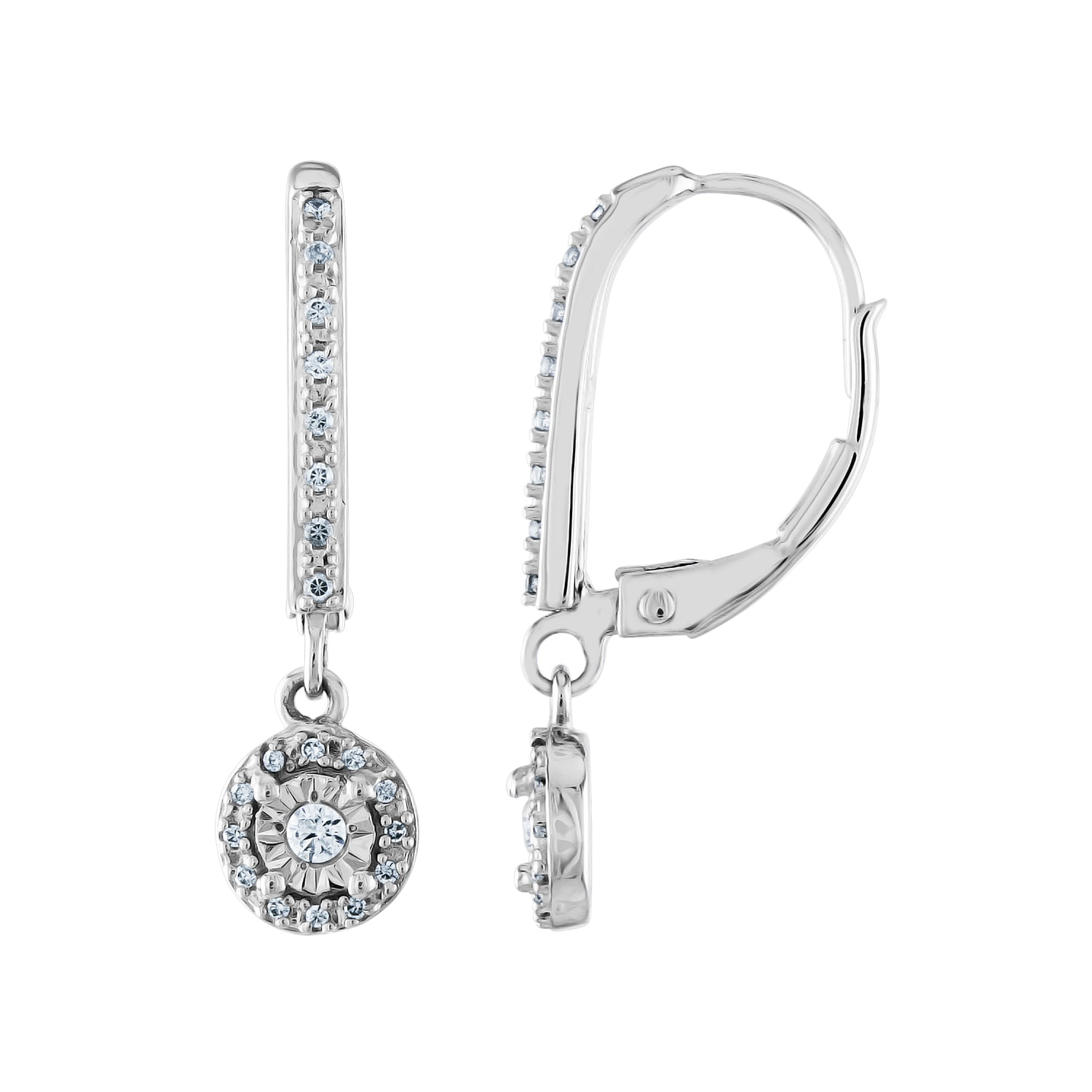 Gemspirations 1/10 cttw Diamond Circle Drop Earrings Sterling Silver