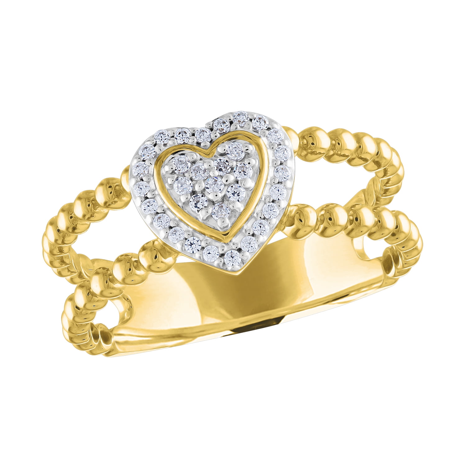Gemspirations 1/10 cttw Diamond Heart Fashion Ring Sterling Silver 14K Yellow Gold Plated