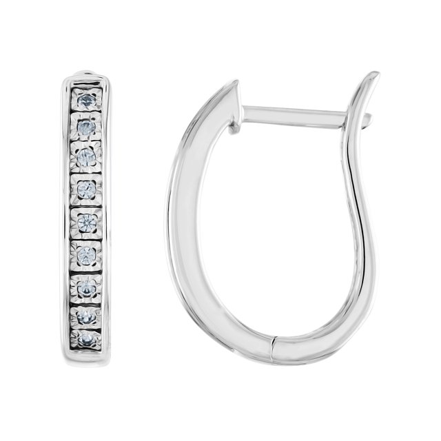 Orecchini A Cerchio In Argento 925 Con Diamanti Creati In Laboratorio &ndash; 0.10 Ct &ndash; Clip-on Bianco