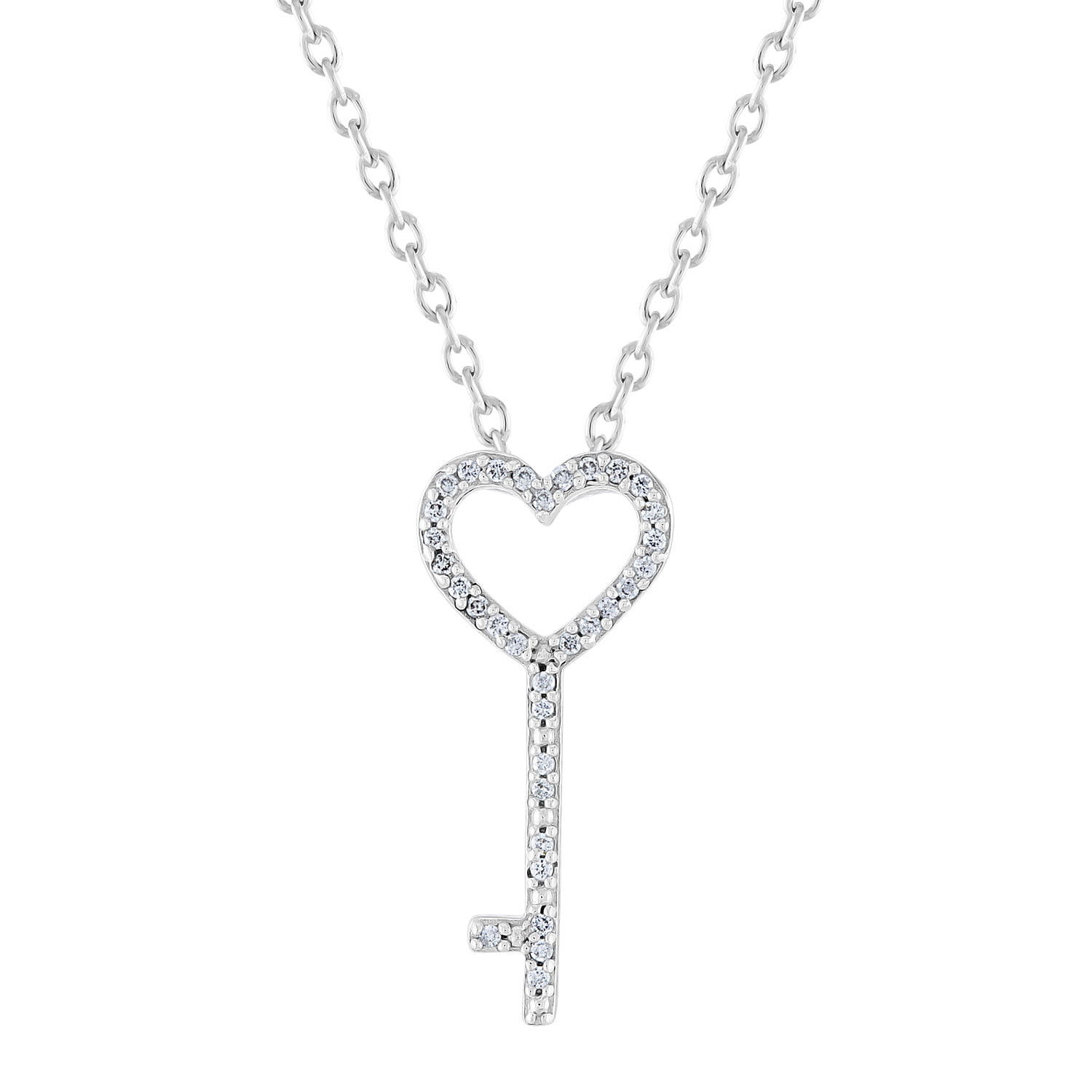 Gemspirations 1/10 cttw Diamond Key Pendant Sterling Silver